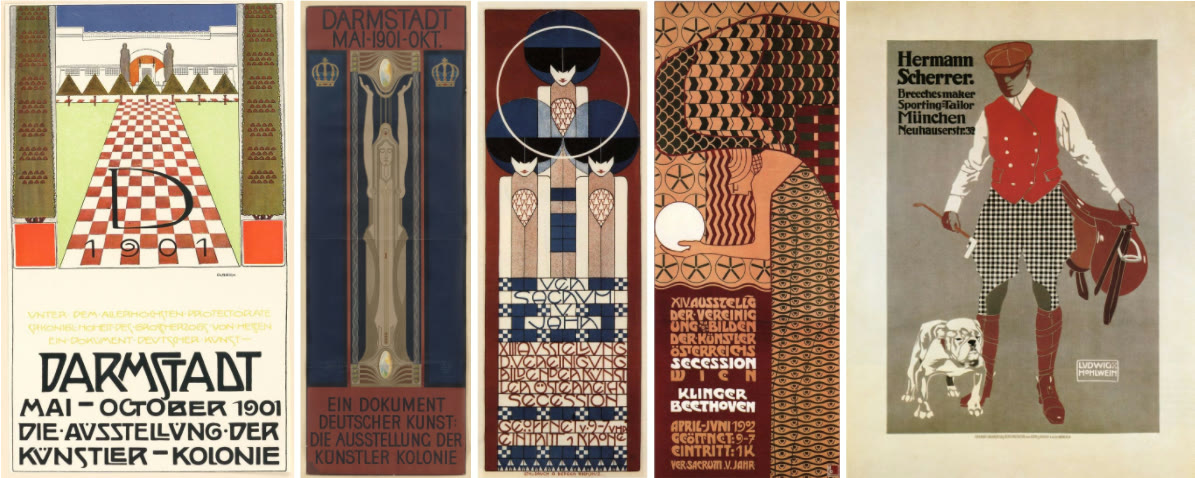 Original 1901 exhibition posters for the Darmstadt Artists' Colony's inaugural show.
