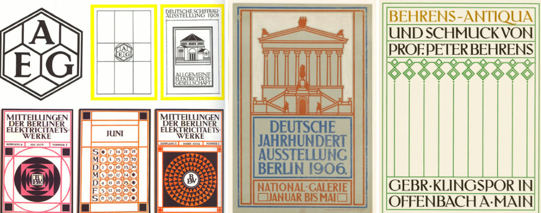 Peter Behrens' graphic identity work for AEG, showing the poster style evolving era by era.